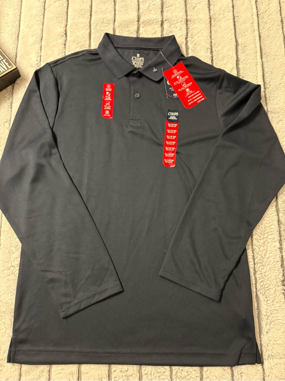Chaps Men’s Long-Sleeve Polo Shirt - Black